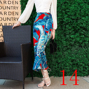 New one-piece skirt women summer chiffon wrap skirt long floral beach skirt