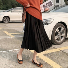 Load image into Gallery viewer, Surmiitro Elegant Solid Midi Pleated Skirt Women 2020 Spring Ladies Korean Red Black High Waist A-line School Long Skirt Female
