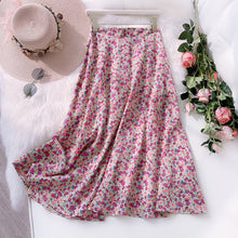 Load image into Gallery viewer, 2020 Summer Flower Print Women Boho Skirt High Waist A-Line Long Skirt Casual Faldas Jupe Femme Saia Women Chiffon Skirt
