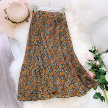 Load image into Gallery viewer, 2020 Summer Flower Print Women Boho Skirt High Waist A-Line Long Skirt Casual Faldas Jupe Femme Saia Women Chiffon Skirt
