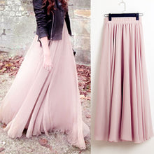 Load image into Gallery viewer, 2020 Bohemia Long Skirts Women Stretch High Waist Solid Chiffon A-Line Skirt Casual Pleated Maxi Skirt Faldas Saias Streetwear
