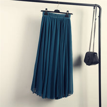 Load image into Gallery viewer, 2020 Bohemia Long Skirts Women Stretch High Waist Solid Chiffon A-Line Skirt Casual Pleated Maxi Skirt Faldas Saias Streetwear
