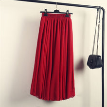 Load image into Gallery viewer, 2020 Bohemia Long Skirts Women Stretch High Waist Solid Chiffon A-Line Skirt Casual Pleated Maxi Skirt Faldas Saias Streetwear
