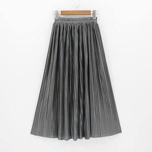 Hermicci 2020 Fashion Skirts Summer Pleated Long Skirts Women Metallic Midi Skirts Faldas Largas Mujer