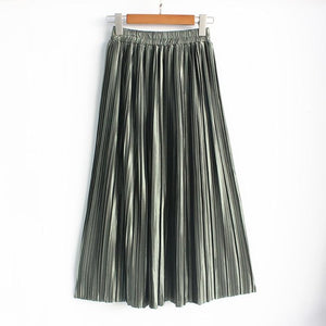 Hermicci 2020 Fashion Skirts Summer Pleated Long Skirts Women Metallic Midi Skirts Faldas Largas Mujer