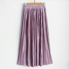 Load image into Gallery viewer, Hermicci 2020 Fashion Skirts Summer Pleated Long Skirts Women Metallic Midi Skirts Faldas Largas Mujer
