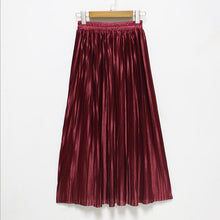 Load image into Gallery viewer, Hermicci 2020 Fashion Skirts Summer Pleated Long Skirts Women Metallic Midi Skirts Faldas Largas Mujer
