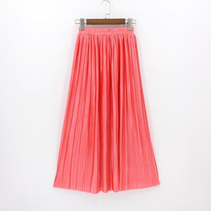 Hermicci 2020 Fashion Skirts Summer Pleated Long Skirts Women Metallic Midi Skirts Faldas Largas Mujer