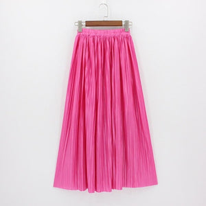 Hermicci 2020 Fashion Skirts Summer Pleated Long Skirts Women Metallic Midi Skirts Faldas Largas Mujer