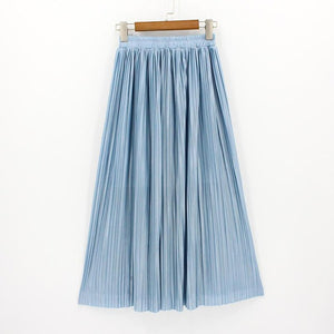 Hermicci 2020 Fashion Skirts Summer Pleated Long Skirts Women Metallic Midi Skirts Faldas Largas Mujer