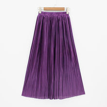 Load image into Gallery viewer, Hermicci 2020 Fashion Skirts Summer Pleated Long Skirts Women Metallic Midi Skirts Faldas Largas Mujer
