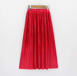 Hermicci 2020 Fashion Skirts Summer Pleated Long Skirts Women Metallic Midi Skirts Faldas Largas Mujer