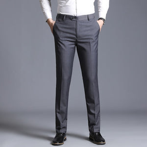 Men's slim suit separate trousers formal wedding business fashion straight men's trousers light grey thin office dress pants