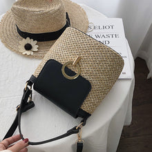 Load image into Gallery viewer, Casual Chains Straw Bucket Bags Women Summer Messenger Bag Rattan Bags Beach Lady Travel Purses and Handbags Shoulder Bag Bolsa
