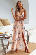 Load image into Gallery viewer, Boho Summer Floral Long Maxi Dress Women Sexy Halter Backless Straps Evening Party Beach Dresses Holiday Wear Sundress
