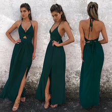 Load image into Gallery viewer, Boho Summer Floral Long Maxi Dress Women Sexy Halter Backless Straps Evening Party Beach Dresses Holiday Wear Sundress
