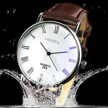 Load image into Gallery viewer, Men Roman Numerals Blu-Ray Faux Leather Band Quartz Analog Business Wrist Watch
