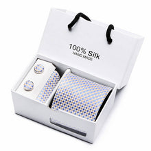 Load image into Gallery viewer, New Plaid  men ties set  Extra Long Size 145cm*8cm Necktie navy blue Paisley Silk Jacquard Woven Neck Tie Suit Wedding Party
