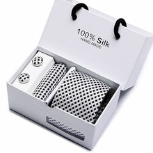 Load image into Gallery viewer, New Plaid  men ties set  Extra Long Size 145cm*8cm Necktie navy blue Paisley Silk Jacquard Woven Neck Tie Suit Wedding Party
