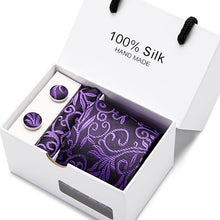 Load image into Gallery viewer, New Plaid  men ties set  Extra Long Size 145cm*8cm Necktie navy blue Paisley Silk Jacquard Woven Neck Tie Suit Wedding Party
