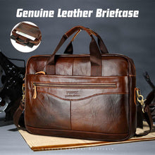 Load image into Gallery viewer, Men&#39;s Cowhide Leather Briefcase Mens Genuine Leather Handbags Crossbody Bags High Quality Luxury Business Messenger Bags Laptop
