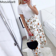 Load image into Gallery viewer, Mozuleva 2020 Spring Summer High Waist Chiffon Women Midi Skirts Casual Floral Print Female Skirt Maxi Beach Tutu Skirt femme
