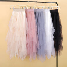 Load image into Gallery viewer, Women irregular Tulle Skirts Fashion Elastic High Waist Mesh Tutu Skirt Pleated Long Skirts Midi Skirt Saias Faldas Jupe Femmle
