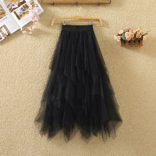 Load image into Gallery viewer, Women irregular Tulle Skirts Fashion Elastic High Waist Mesh Tutu Skirt Pleated Long Skirts Midi Skirt Saias Faldas Jupe Femmle
