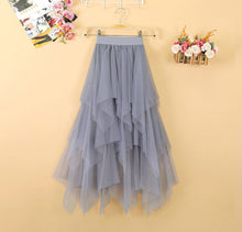 Load image into Gallery viewer, Women irregular Tulle Skirts Fashion Elastic High Waist Mesh Tutu Skirt Pleated Long Skirts Midi Skirt Saias Faldas Jupe Femmle
