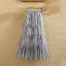 Load image into Gallery viewer, Women irregular Tulle Skirts Fashion Elastic High Waist Mesh Tutu Skirt Pleated Long Skirts Midi Skirt Saias Faldas Jupe Femmle
