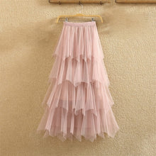 Load image into Gallery viewer, Women irregular Tulle Skirts Fashion Elastic High Waist Mesh Tutu Skirt Pleated Long Skirts Midi Skirt Saias Faldas Jupe Femmle
