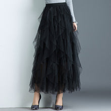 Load image into Gallery viewer, Women irregular Tulle Skirts Fashion Elastic High Waist Mesh Tutu Skirt Pleated Long Skirts Midi Skirt Saias Faldas Jupe Femmle
