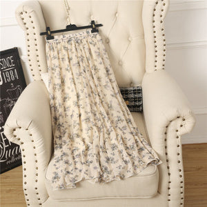 OLGITUM Long Foral Pattern Chiffon Skirt 2020 Summer New A-Line Skirts Wild Korean Casual Women Skirt SK330