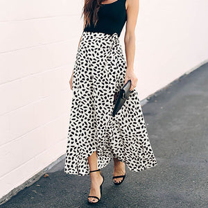 Surmiitro Polka Dot Print Long Maxi Summer Skirt Women Fashion 2020 Ladies White Black Split High Waist A-line Sun Skirt Female