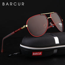 Load image into Gallery viewer, BARCUR Aluminum Magnesium Men&#39;s Sunglasses Men Polarized Coating Mirror Glasses oculos Male Eyewear Accessories For Men
