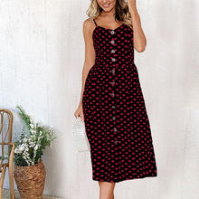 Load image into Gallery viewer, 2019 New Women Print Floral Stripe Long dress Sexy V-Neck Sleevele Button Beach Casual Boho Midi Dress Plus Size 3XL vestidos
