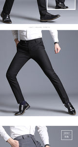 Men's slim suit separate trousers formal wedding business fashion straight men's trousers light grey thin office dress pants