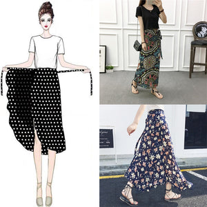 New one-piece skirt women summer chiffon wrap skirt long floral beach skirt